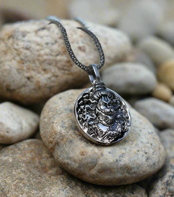 Silver Chain Hanuman Pendant